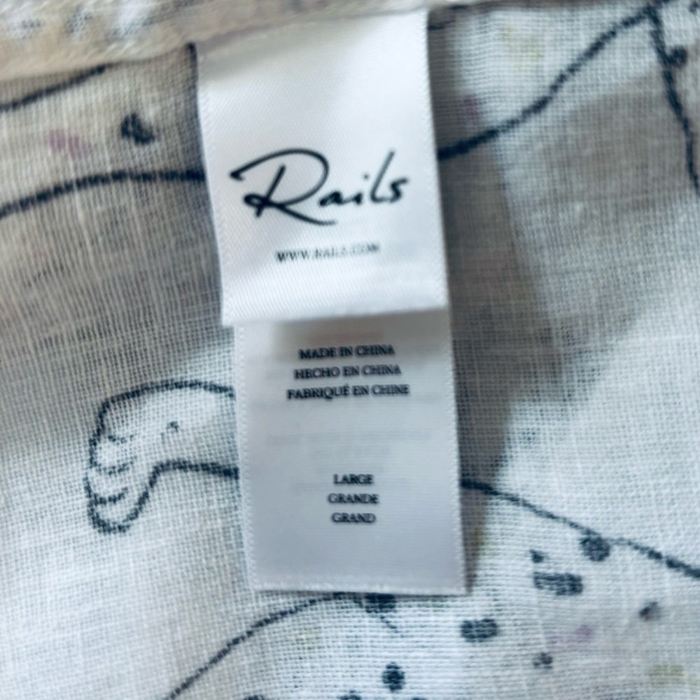 Rails/Nordstrom Charli Linen Blend Button Up Shirt in Belize Jaguar Size L. NWT - Picture 7 of 9